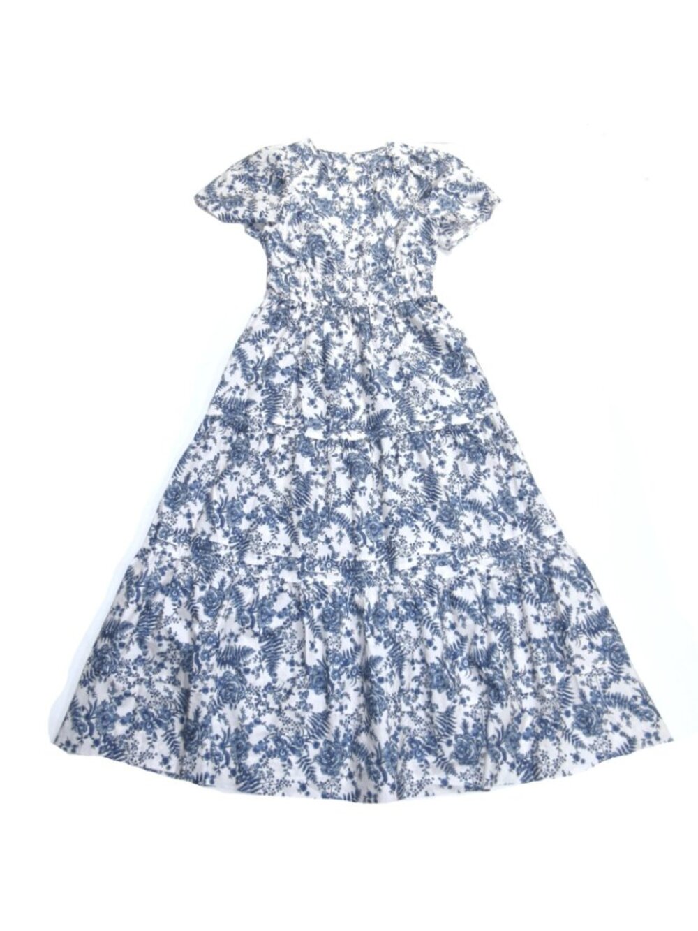 NWT Anthropologie Maeve Somerset Maxi in Ivory Blue Floral Tiered Cotton Dress M - Picture 4 of 6